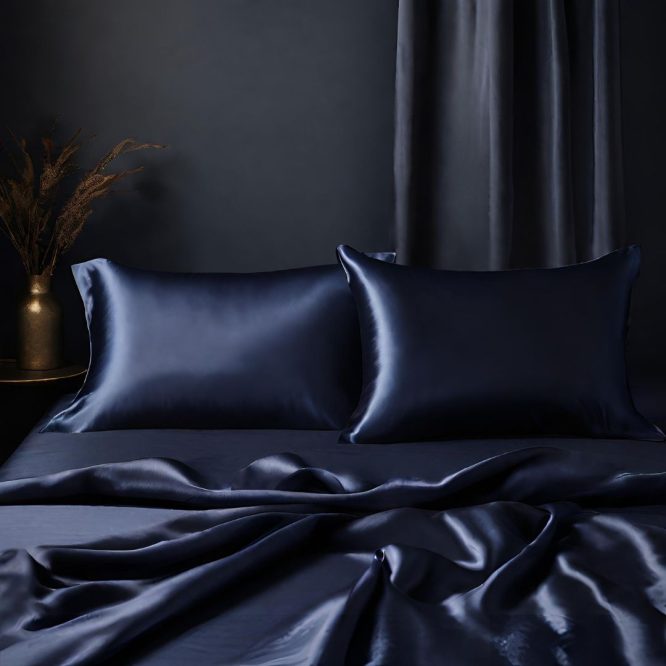 Deep Rest Blue Pure Mulberry Silk Pillowcase 1