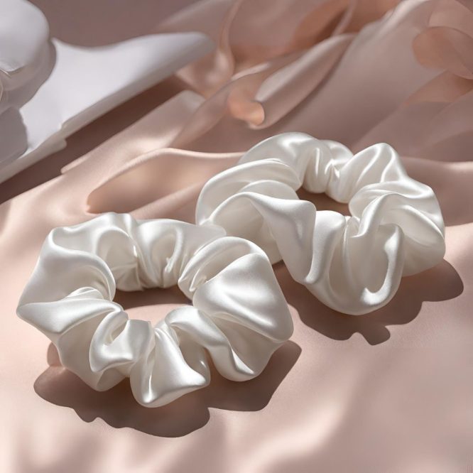 Ivory Indulgence White Pure Silk Scrunchie