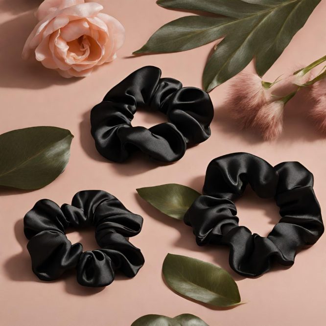 Midnight Magic Black Pure Mulberry Silk Scrunchie 2