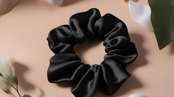 Midnight Magic Black Pure Mulberry Silk Scrunchie