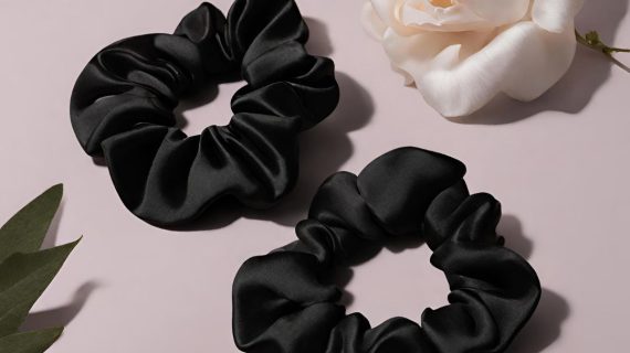 Midnight Magic Black Pure Mulberry Silk Scrunchie