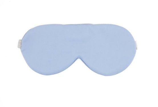 Blue Colored Silk Sleep Mask Displayed On A White Background
