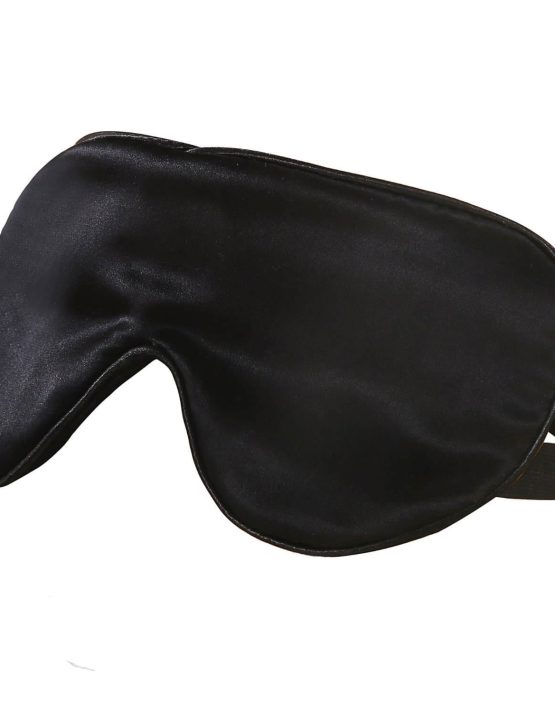 Black Colored Silk Sleep Mask Displayed On A White Background