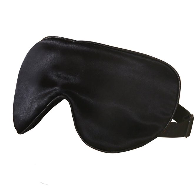 Black Colored Silk Sleep Mask Displayed On A White Background